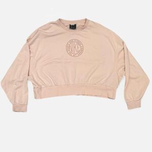 Nike Women's Crew Neck Oversized Cropped Cotton Sweatshirt Baby Pink Size M